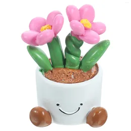 Decorative Flowers House Flower Pot Elf Gardenia Home Decor Resin Artificial Mini Plants Adorn