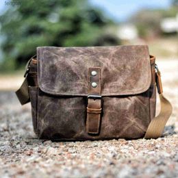 Camera bag accessories MUCHUAN Mens Vintage Oil Wax Canvas Leather Shoulder Bags Shockproof DSLR Bag Waterproof Crossbody Russian YQ240204