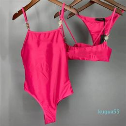 Charm Pink Swimsuit Split Bikini One Piece Swimwear For Women Outdoor Party Sexy Ladies Bikinis