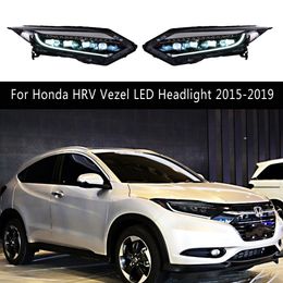 H-RV Front Lamp Auto Parts For Honda HRV Vezel LED Headlight Assembly 15-19 DRL Daytime Running Light Streamer Turn Signal Indicator