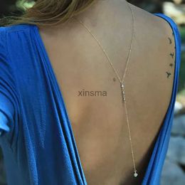 Other Jewelry Sets Back Chain Sexy Long Necklace Crystal Pendant Backless Dress Accessories Body Jewelry For Women Beach Gift YQ240204
