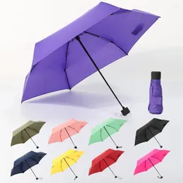 Umbrellas Mini Pocket Compact Umbrella Sun UV 5 Folding Rain Windproof Travel Transparent Poncho Hoodie Set Outdoor Hiking Camping Tools