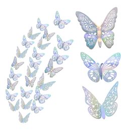 36Pcs/Lot 3D Hollow Butterfly Wall Sticker Butterflies Decals DIY Birthday Party Cake Decorations Removable Stickers Wedding Kids Room Window Decors HW0149