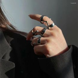 Cluster Rings Bendable Joint Ring For Women Hollow Geometric Halloween Cosplay Gothic Accessories Aesthetic Female Metal Hip Hop Jewellery