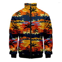Men's Jackets Hawaiian Plants 3d Printed Jacket For Men Cool Street Leopard Graphic Coat Spring Autumn Tops Oversized Zipper Clothes
