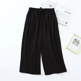 Women's Sleepwear Bottoms Colour Ladies Large Cropped Loose Thin Modal Shorts Size Summer Trousers Pants Solid Womens Home Leg Japanese Style