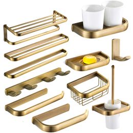 Bronze Bathroom Accessories Hardware Set Antique Brass Bath Towel Shelf WC Brush Holder Paper Roll Basket Towel Ring Coat Hooks 240123