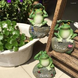 Garden Decorations 1pcs Rural Frogs Stone Ornaments Decoration Statues Sitting On Sculptures Yard Resin Landscaping