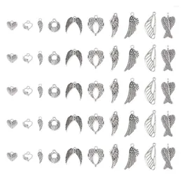 Charms 60pcs Tibetan Style Alloy Pendants Wing Heart Antique Silver Color For DIY Earring Necklace Jewelry Making Accessories