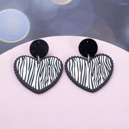 Dangle Earrings Korean Style Fashion Vintage Acrylic Heart For Women Creative Irregular Black White Stripes Party Wedding Cute Jewelry