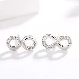 Stud Earrings Fashion 925 Sterling Silver Infinity Love Endless Symbol Plata For Women With CZ Knot Girl Jewelry