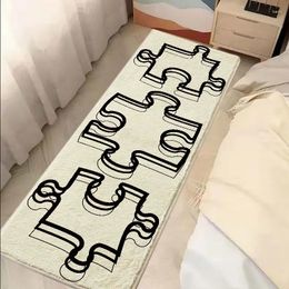 Carpets Nordic INS Style Bedroom Bedside Area Rugs Simple White Black Geometric Printed Carpet Kitchen Bath Non-Slip Absorbent Door Mat