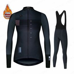 Women Cycling Clothing Spain Team Winter Fleece Long Sleeve Jersey Set MTB Female Thermal Bike Jacket 240202