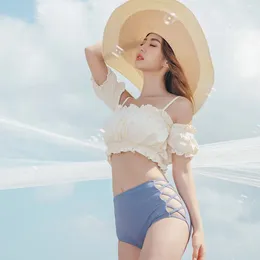 Women's Swimwear 2024 Korea Style Two Pieces Women Swimsuit Padded Off Shoulder Bikini Set High Waist Holiday Beachwear