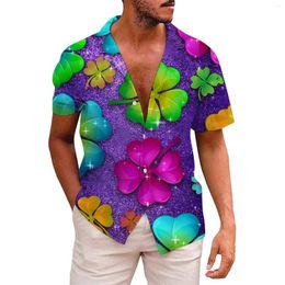 Men's Casual Shirts Men S T Male St. Patricks's Day Short Sleeve Shirt Autumn Printing Hawaii Fitted Pack