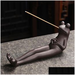 Fragrance Lamps Frog Copper Incense Stick Holder Handmade Household Decoration Tal Burner Drop Delivery Dhg5X