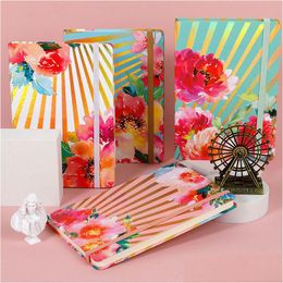 Notepads Wholesale New A5 Notepad With Elastic Closure Banded Agenda Planner Journals Diaries Book Floral Printed Harder Drop Delivery Dhten