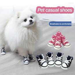 Dog Apparel A Pair Cute Pet Anti-skid Shoes Denim Canvas Covers For Dogs And Cats Outdoor Breathable Accessories