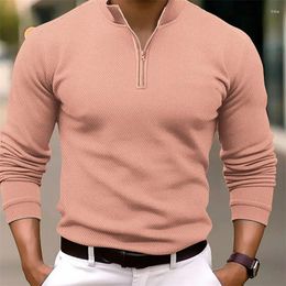 Men's Polos V-neck Long Sleeve Zipper Pullover Sweatshirt Hooded Polo Shirt Spring And Autumn Thin Casual 2024