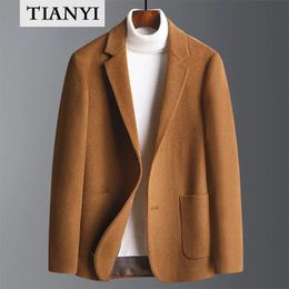 Highquality Cashmere Suit Mens Leisure Autumn and Winter Thick Woollen Trend Slim Wool Small Jacket 240124