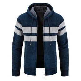 Mens Hooded Cardigan Sweaters Jacket Autumn Winter Warm Cashmere Wool Zipper Casual Knitwear Sweater Coat Male Clothes 240122