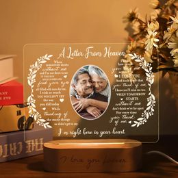 Night Lights Personalised Unique Sympathy Gift For Custom In Memory Of Loved Light Up Picture Frames With Po And Text Memorial Plaque Lamp
