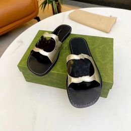 Luxury designer sandals slipper slides Interlocking G Cut-out Slide Sandal Millennials Leather genuine leather rubber sole size 35-43 1.25 12