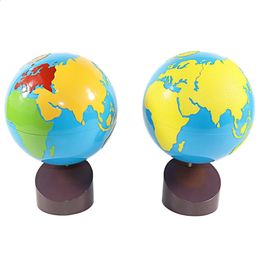 Montessori Geography Materials Globe of World Parts Continents Preschool Early Educational Equipment Kids Culture Learning Toys 240131