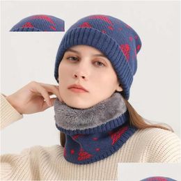 Scarves 2023 Fashion Winter Keep Warm Knit Set Cap Scarf Women And Men Hairball Hats Print Ring Neck Uni Collar Scarfs Drop Delivery Dhm8G