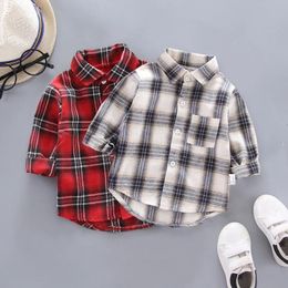 IENENS Baby Shirt Thin Clothes Spring Clothing Infant Boy Plaid Cotton Tops 1 2 3 4 Years Kids Long Sleeves Shirt Toddler Wear 240201