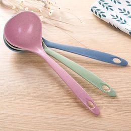 Dinnerware Sets Soup Spoon Ladle Unbreakable Long Handled Porridge Tablespoon For Home Kitchen (Red)