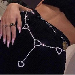 Other Jewellery Sets Sexy Bohemia Waist Chain love Heart Rhinestone Body Chains Belt Crystal Pendant Summer Beach Bikini Belly Jewellery for Women Girl YQ240204