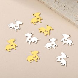 Charms EUEAVAN 5pcs Dog Charm Stainless Steel For Jewlery Making Animal Pet Pendant DIY Necklace Bracelet Earrings Supplies