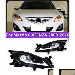 Car Light Assembly Upgrade Headlight For Mazda 6 Atenza 2009-20 16 Led Signal Lights Bi Projector Head Lamp Drop Delivery Mobiles Dh7Tw