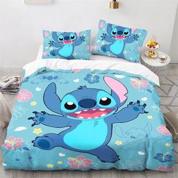 Bedding Sets Cute Stitch Cartoon Set For Kids Boys Girls Anime Quilt Duvet Cover 1 And 2 Pillowcases