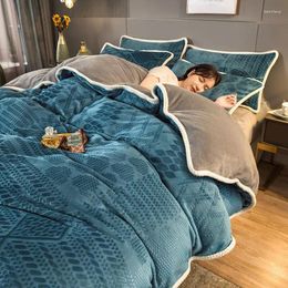 Bedding Sets Home Textile Winter Warm Coral Fleece Set With Bed Sheet Pillowcase Quilt Cover 3PC/4PC Comforter Plush Duvet