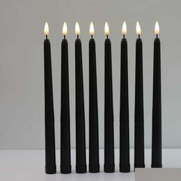 Candles 8 Pieces Black Flameless Flickering Light Battery Operated Led Christmas Votive Candles 28 Cm Long Fake Candlesticks For Weddi Dhubv