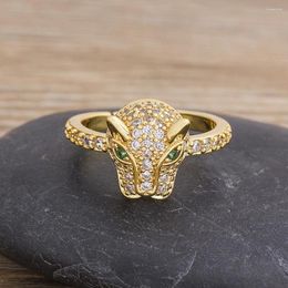 Cluster Rings AIBEF AAA Cubic Zirconia Crystal Opening Bull Animal Gold Colour Adjustable Finger Women Fashion Statement Jewellery Gift