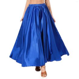 Stage Wear Women's Full Circle Flamenco Dance Skirt Satin Elastic Waistband Ruffled Maxi Skirts Dancing Practice Performance Costumes