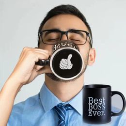 Mugs Boss Ever Coffee Mug 11oz Black Ceramic Office Tea Cup Father Day Huaband Birthday Gift