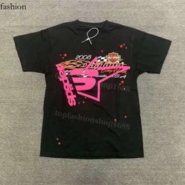 Sp5der Designer T Shirt Pink Mans Women 1 Sp5der Hoodie Quality Foaming Printing Spider Web Pattern Tshirt Sp5der Tracksuit 987