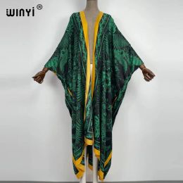 Dresses Winyi Printed Summer Elegant Sexy Lady Party Boho Long Dress Full Length Holiday Women Beach Caftan Dress African Dresses