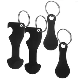 Keychains 4 Pcs Key Fob Token Keychain Portable Shopping Cart Small Trolley Tokens Opener Metal