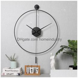 Wall Clocks Nordic Ins Simple Creative Clock Spanish Style Wrought Iron Metal Table Restaurant Bedroom Single Ring Drop Delivery Dhf1E