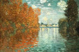 Autumn Effect at Argenteuil, 1873 Claude Monet Oil Painting on Canvas Landscape Paintings Art Hand Painted Impressionism Wall Pictures for Living Room Home Decor