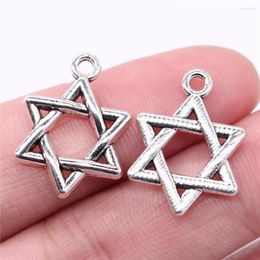 Charms WYSIWYG 10pcs 20x16mm Star Of David DIY Jewellery Components Antique Silver Plated Alloy