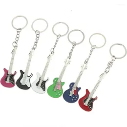Keychains 20Pcs Men Womens Guitar Pink Blue Red Black Key Chain Charms For Bag Car Keyring Accessories Gift