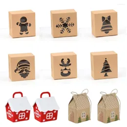 Gift Wrap Merry Christmas Candy Box Kraft Paper Cookie Bags Packaging Boxes Tree Pendant S Year 2024
