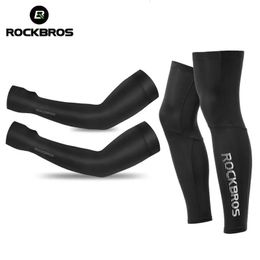 ROCKBROS Suncreen Camping Arm Sleeve Cycling Basketball Arm Warmer Sleeves UV Protect Men Sports Safety Gear Leg Warmers Cover 240131