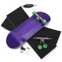 Purple Wooden Finger Skateboards Professional Finger Skate Board Wood Fingerboard with Bearings Wheel Foam Screwdriver 240125